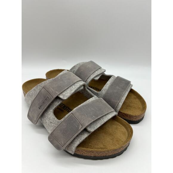 Birkenstock Uji Natural Leather Felt Light Gray Sandal Men’s Size 10 New main image 12